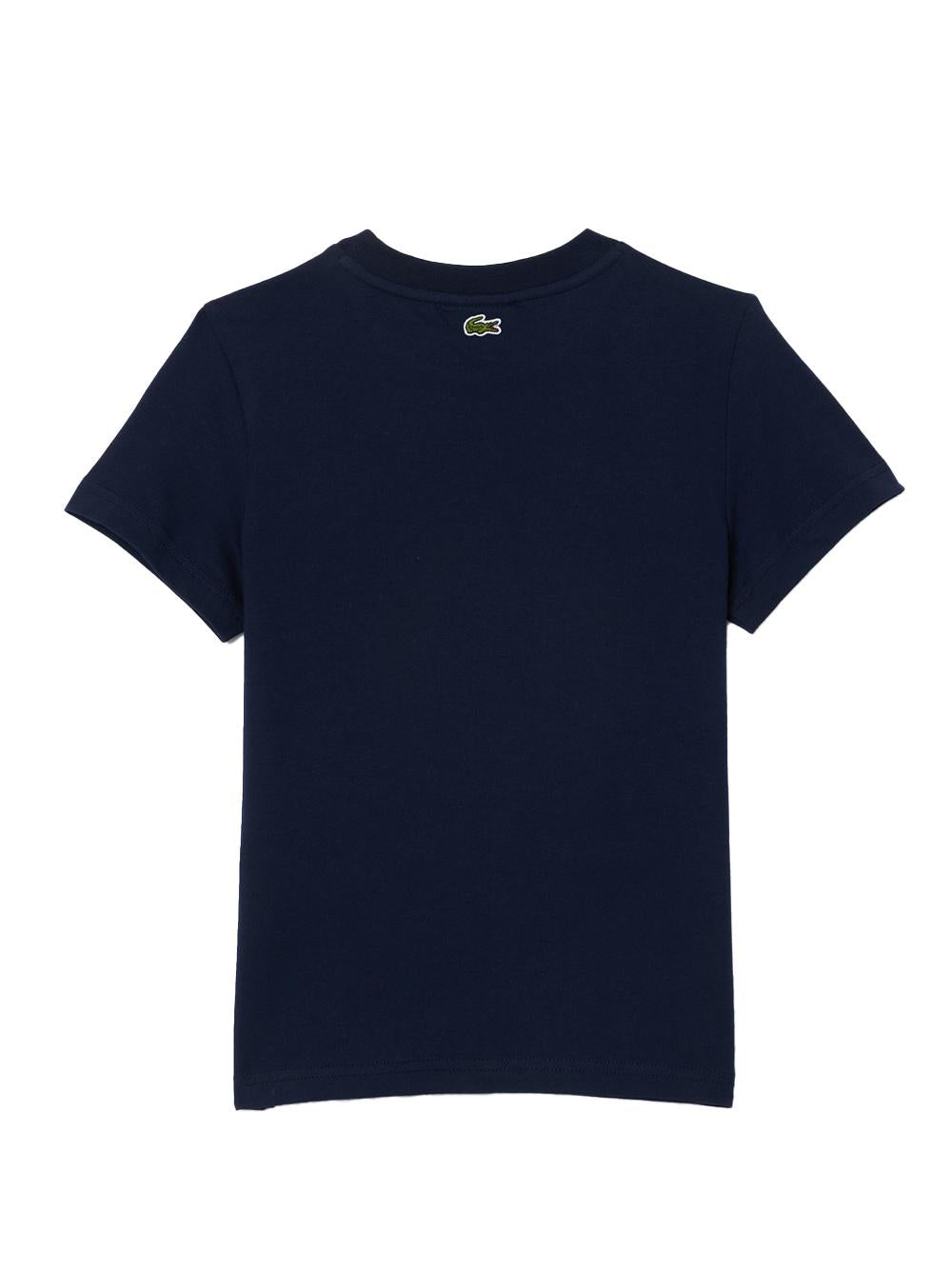 T-shirt blu stampa frontale logo TJ3003 166 LACOSTE KIDS 