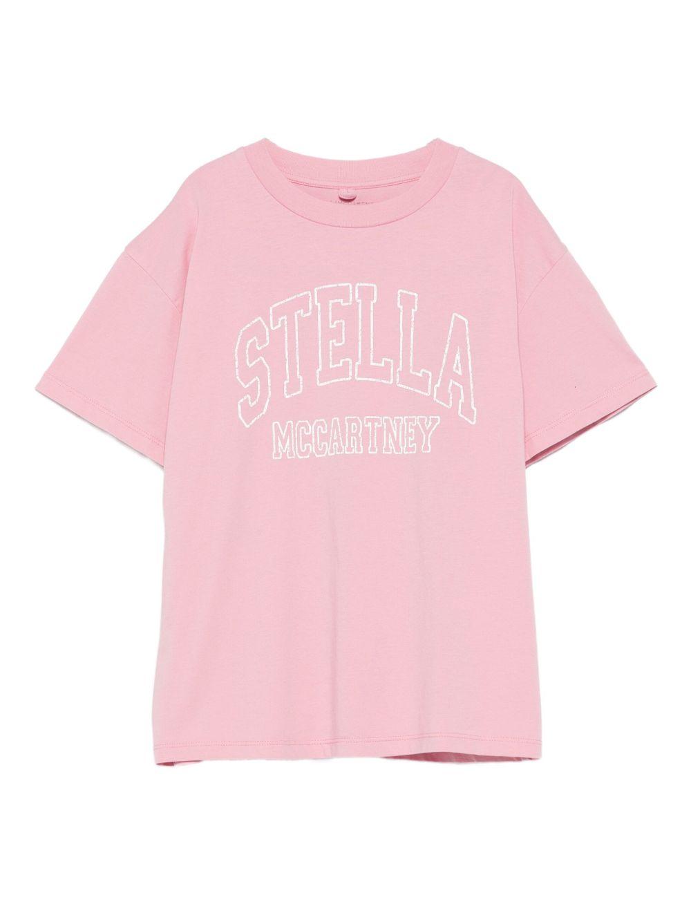 T-shirt Rosa a Maniche Corte con Logo TX8C31Z0434 51L STELLA MCCARTNEY KIDS 