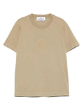 Beige t-shirt with embroidered compass logo