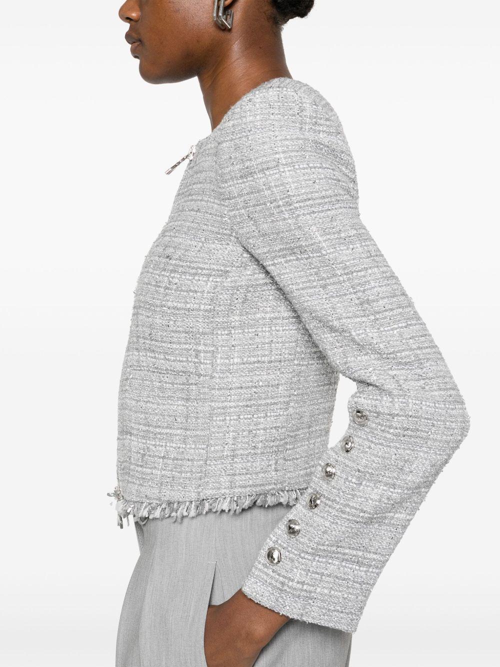 Giacca grigia in tweed misto e lurex
