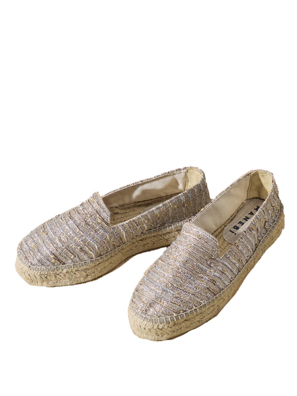 Lurex Cotton Blend Double Sole Espadrilles Monaco Platinum H31D0 GOLD MANEBI 