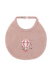 Bavaglino rosa a coste con ricamo