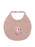 Pink ribbed bib with embroidery