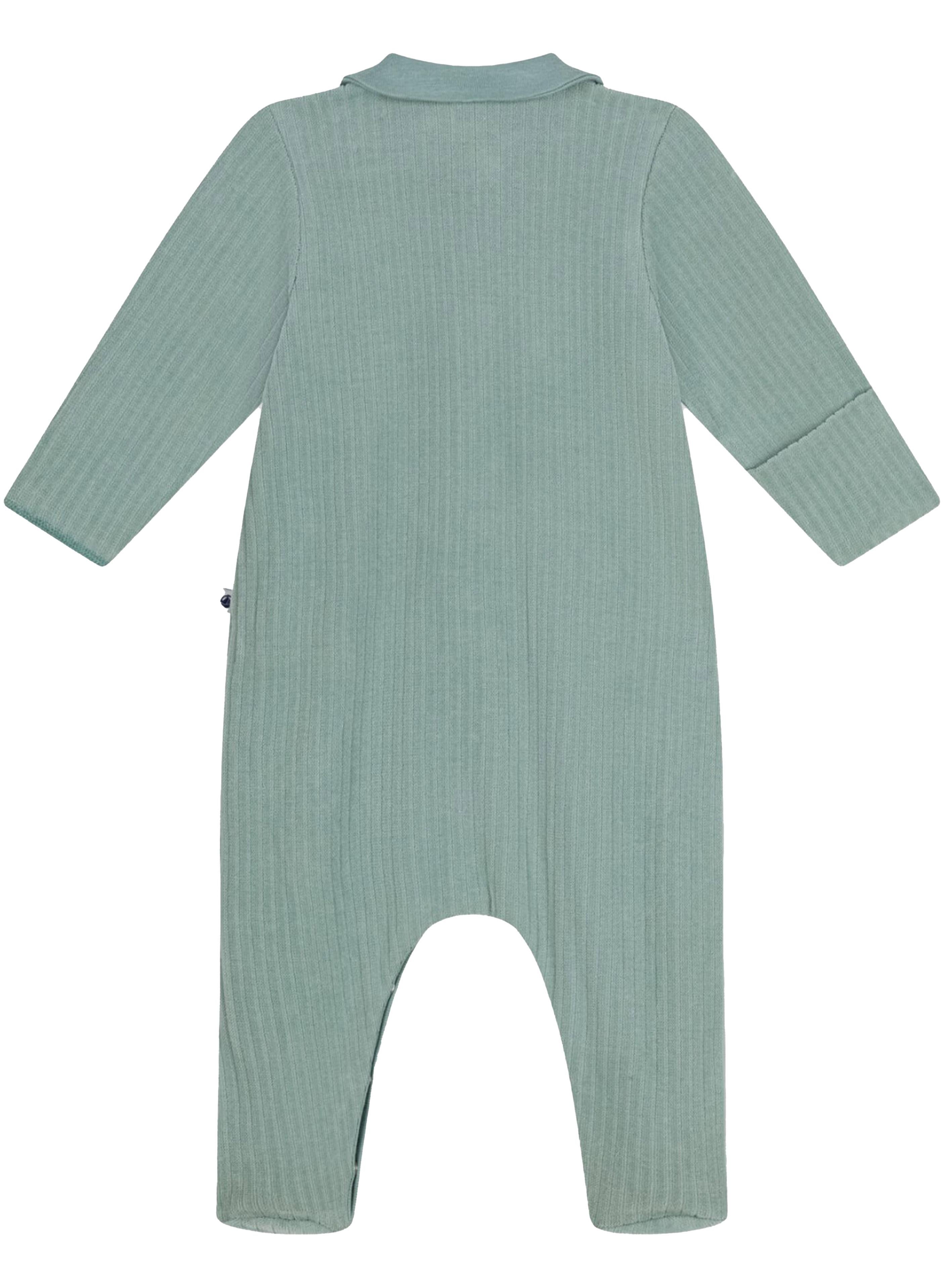 Tutina verde in ciniglia cuore ricamo neonato A0ATO 01 PETIT BATEAU KIDS 