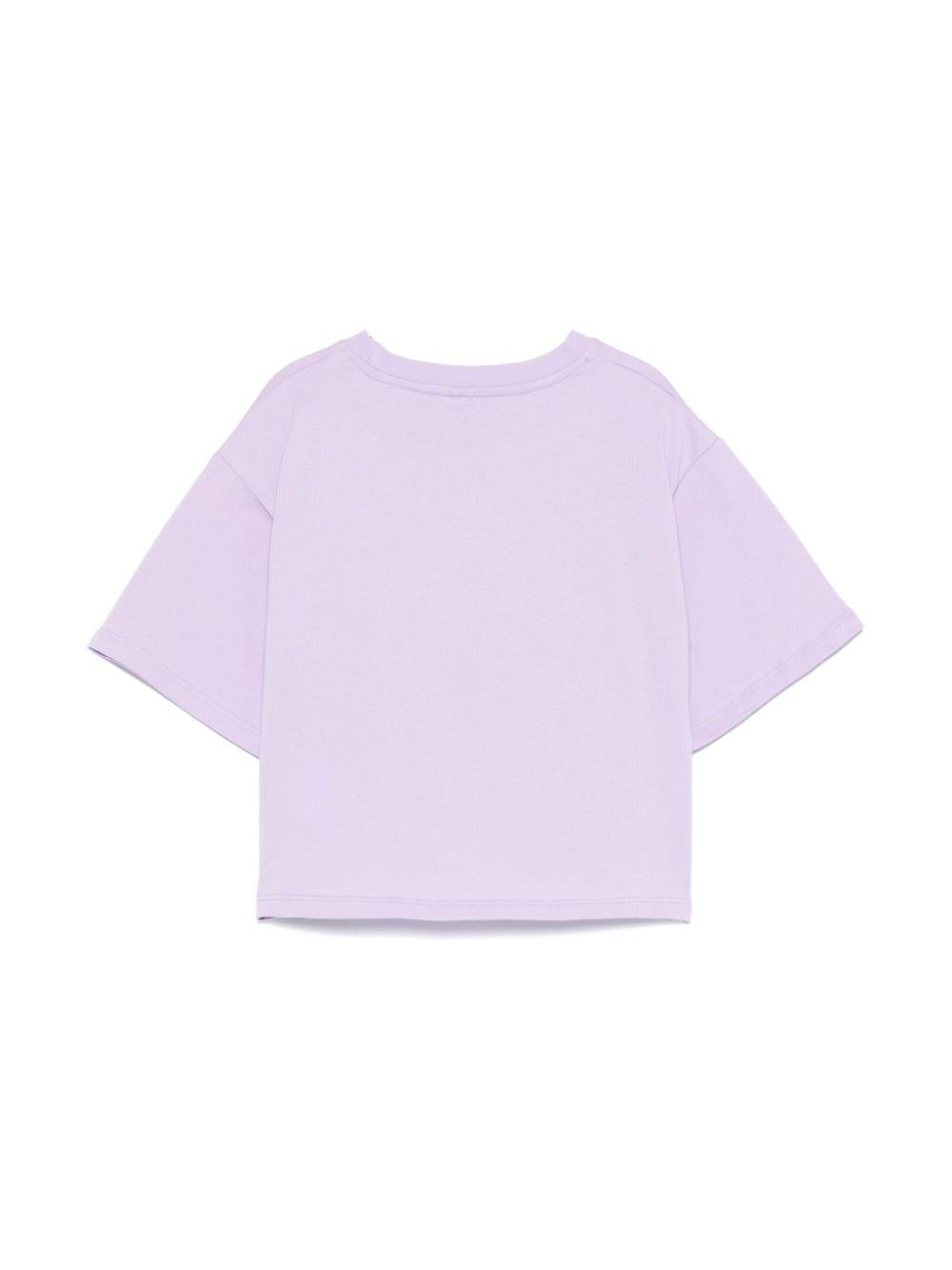 T-shirt lilla crop con logo lettering TW8A61Z0434 567 STELLA MCCARTNEY KIDS 