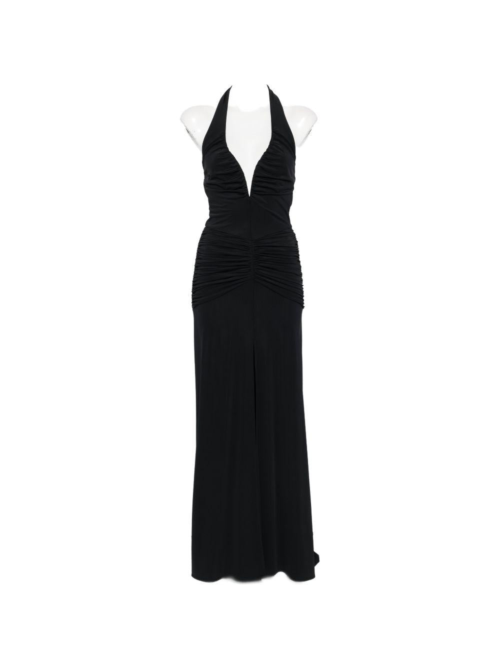 Abito lungo scollo a V con spacco WE00782 NERO BABYLON EUREKA 