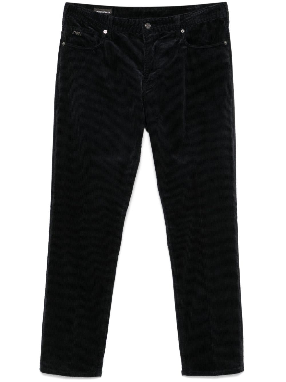 Pantalone blu a coste in velluto