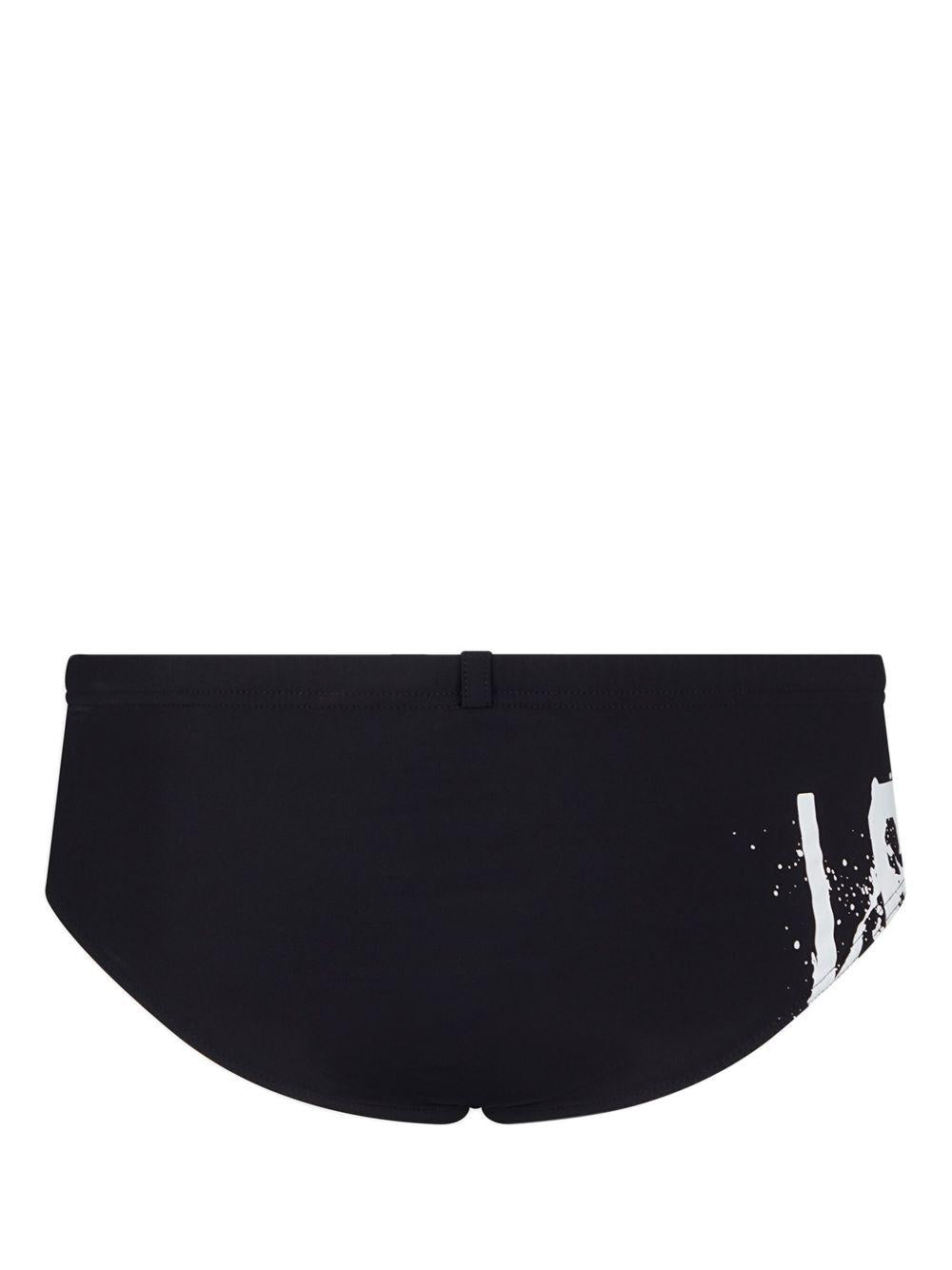 Costume slip icon splash swim brief nero/ bianco
