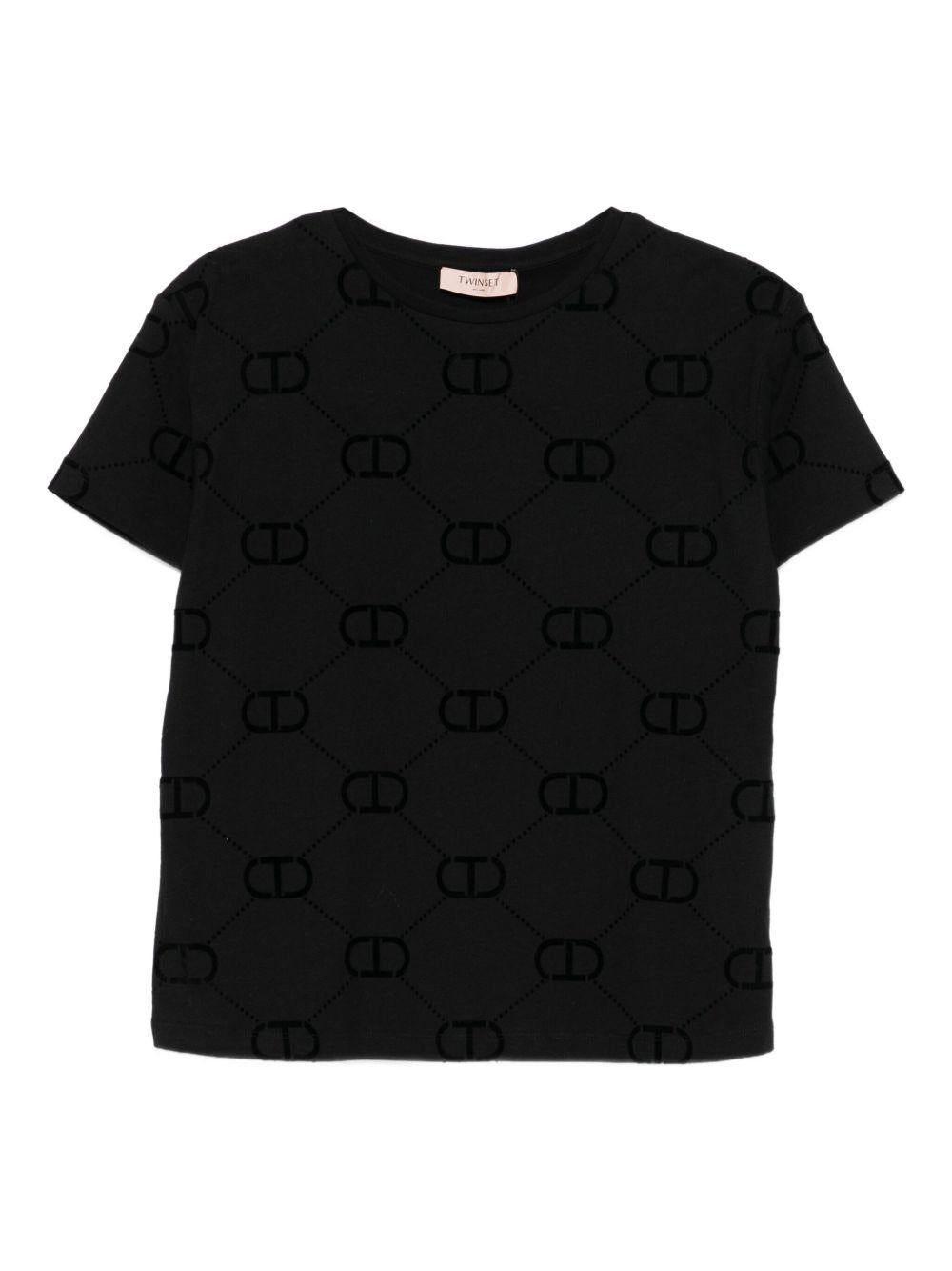 T-shirt Donna Nero con Logo 252TP2055 00006 TWINSET 