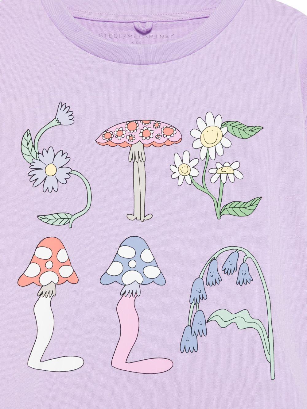 T-shirt lilla crop con logo lettering TW8A61Z0434 567 STELLA MCCARTNEY KIDS 