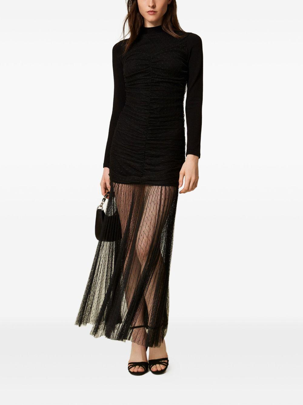 Abito Nero Plissettato con Tulle 252TT3262 00006 TWINSET 