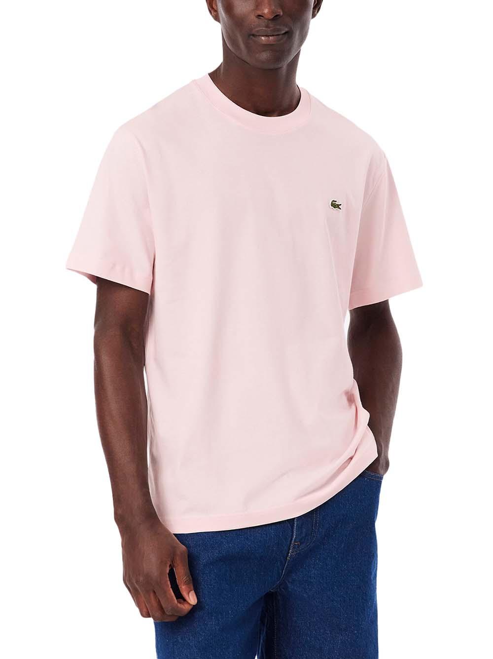 T-shirt rosa mini logo ricamo TH7318 T03 LACOSTE 