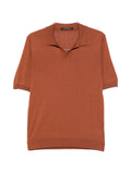 Polo in maglia terracotta scollo aperto