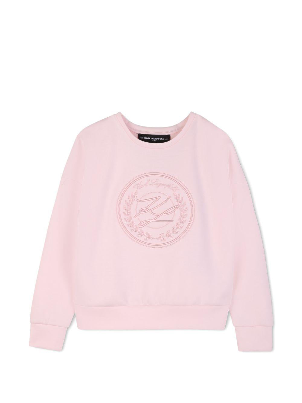 Felpa in cotone con logo ricamato Z31136 46F KARL LAGERFELD KIDS 