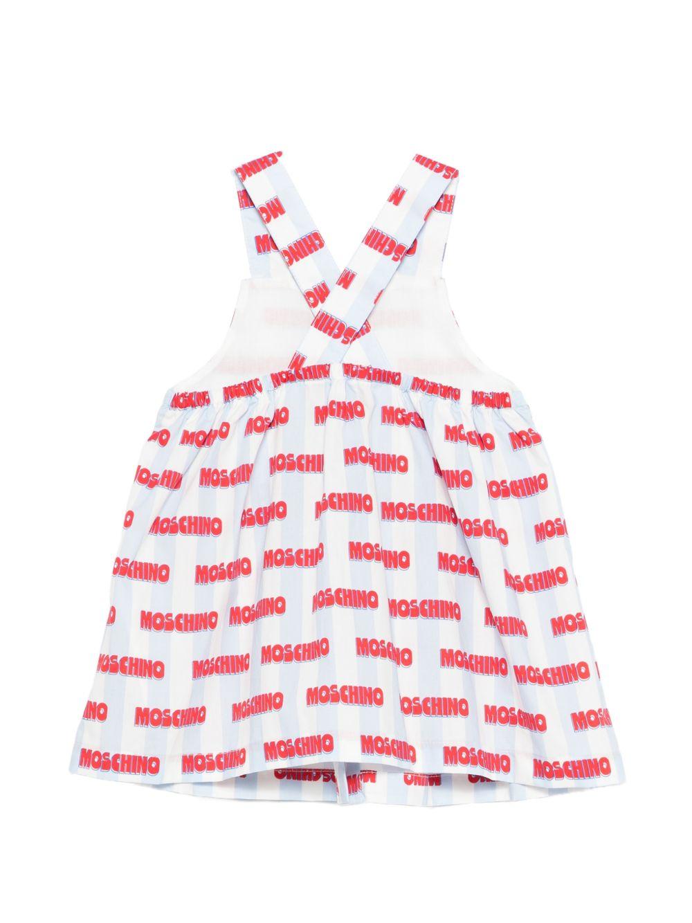Abito in cotone a bretelle incrociate MDV0DDLLB59 83678 MOSCHINO KIDS 