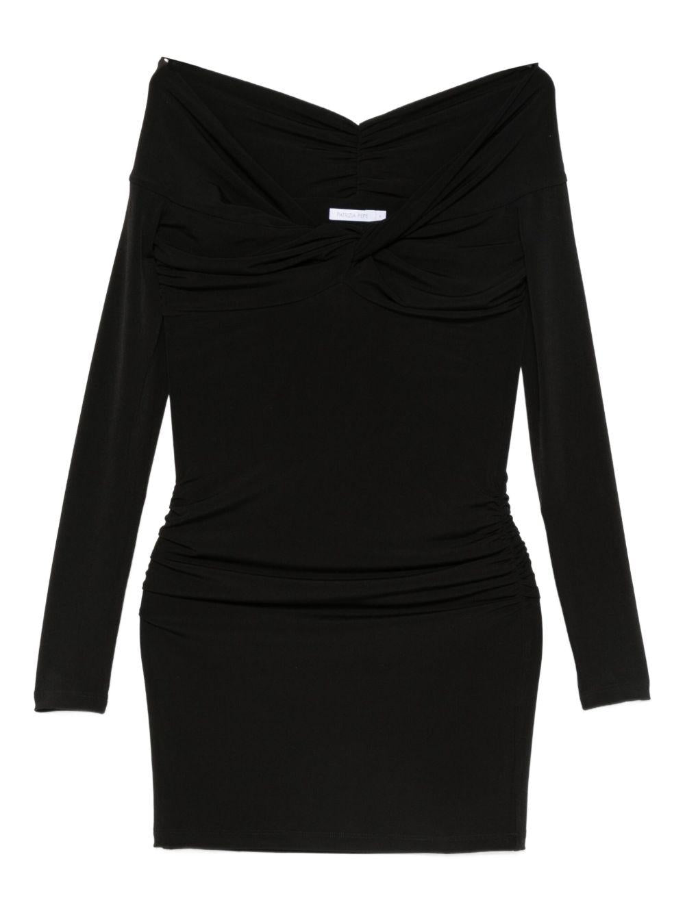 Abito corto nero drappeggiato 2A2964J333 K103 PATRIZIA PEPE 