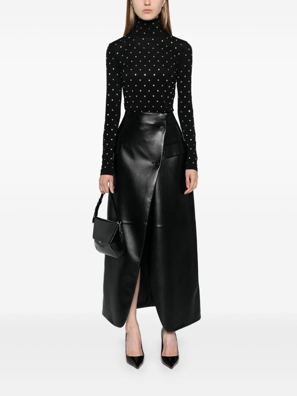 Maglia  seconda pelle con strass nera
