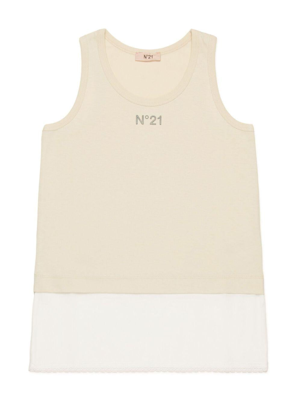 Canotta beige con fondo bianco
