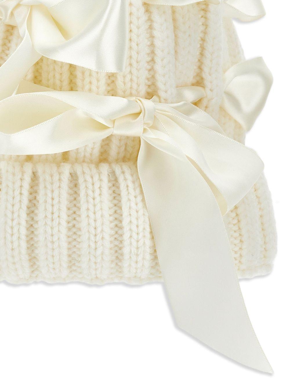 Berretto Panna a Coste con Pompon 17F0066063 0001 MONNALISA KIDS 