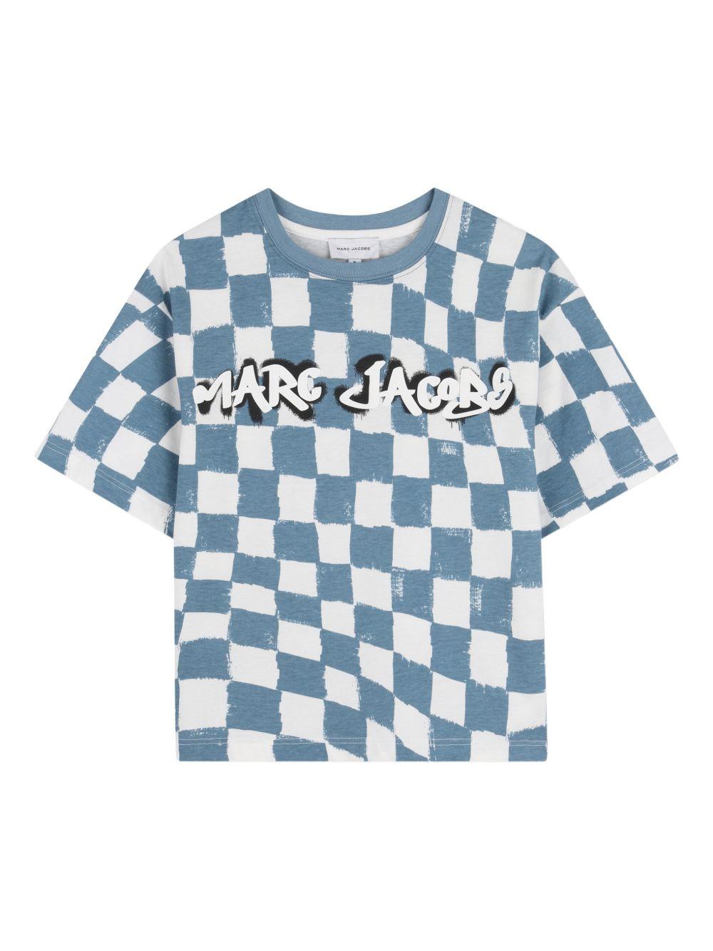 T-shirt in cotone biologico a scacchiera W60770 80B MARC JACOBS KIDS 
