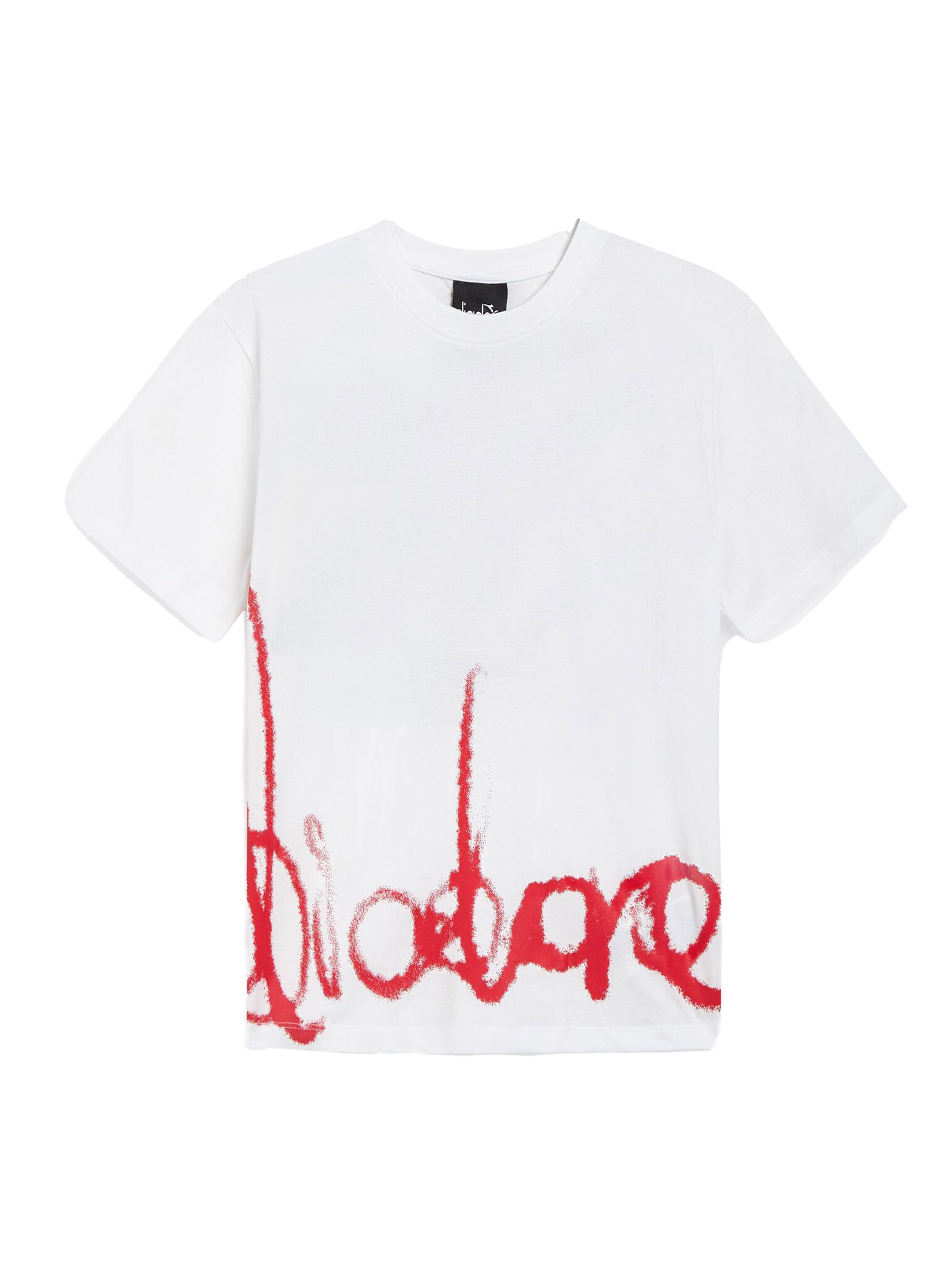 T-shirt bianca logo graffito girovita