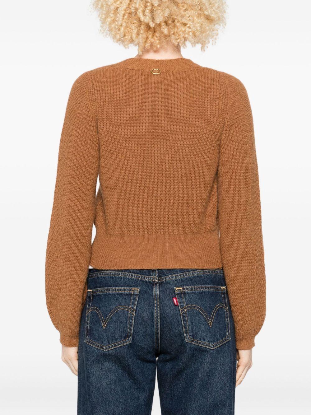Maglione a Coste con Scollo a V e Maniche a Palloncino 252TT3062 13006 TWINSET 