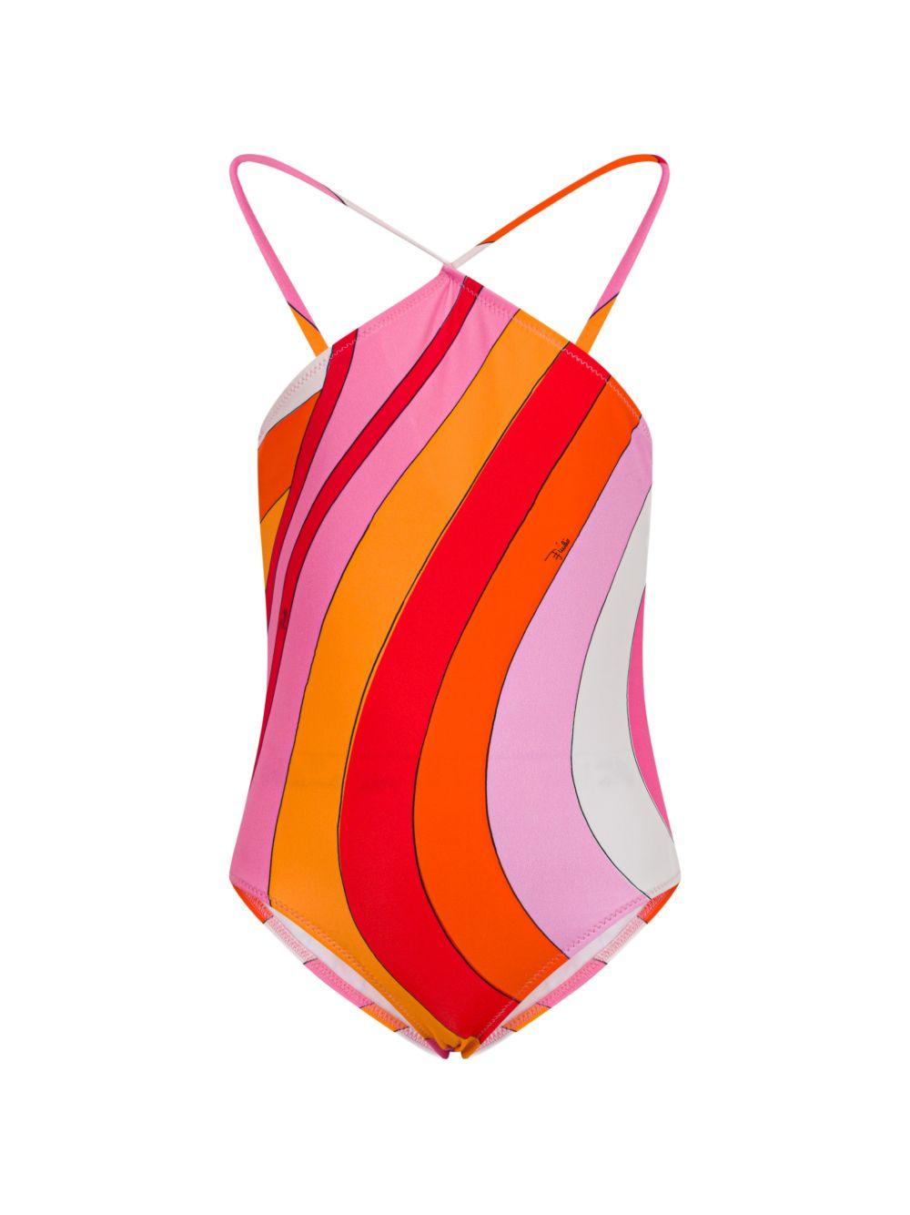 Costume intero a righe multicolore con spalline incrociate PYCA79Z3748 50EAR EMILIO PUCCI KIDS 