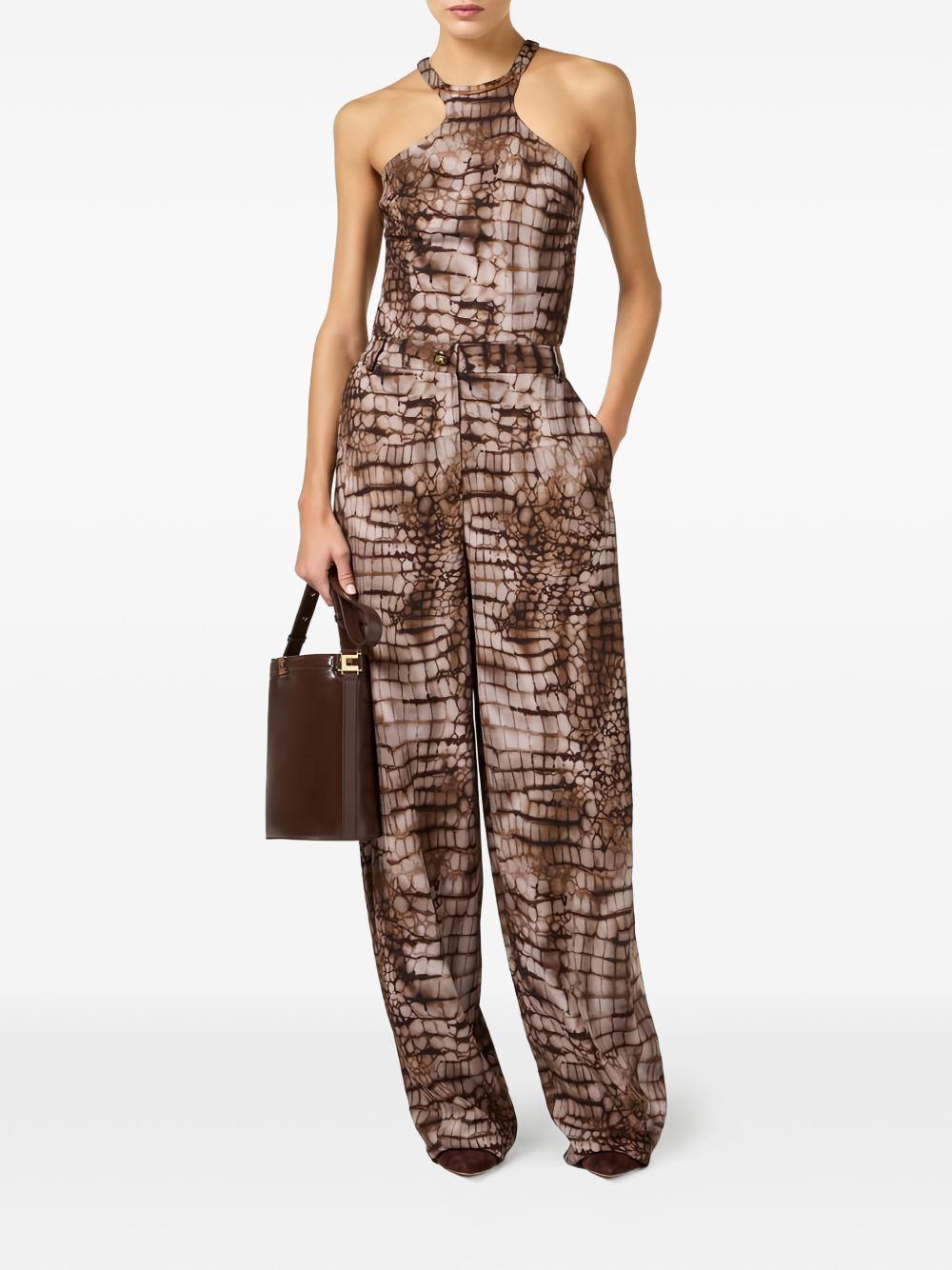 Pantaloni a vita alta stampa coccodrillo TU06061E2 644 ELISABETTA FRANCHI 