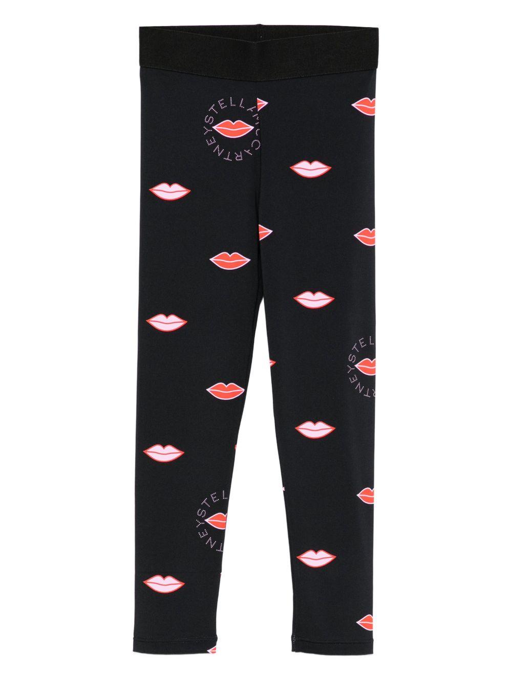 Leggings Neri per Bambini con Stampa Labbra TX6E50Z3399 930MC STELLA MCCARTNEY KIDS 