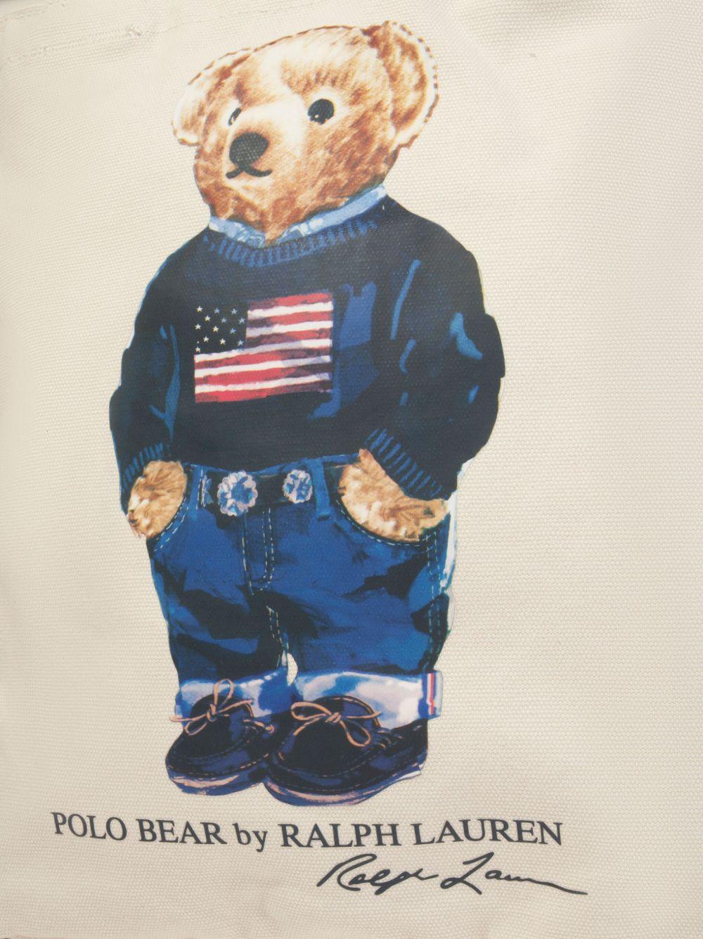 Borsa Tote in Cotone con Stampa Polo Bear 9AR021 W3Y POLO RALPH LAUREN KIDS 