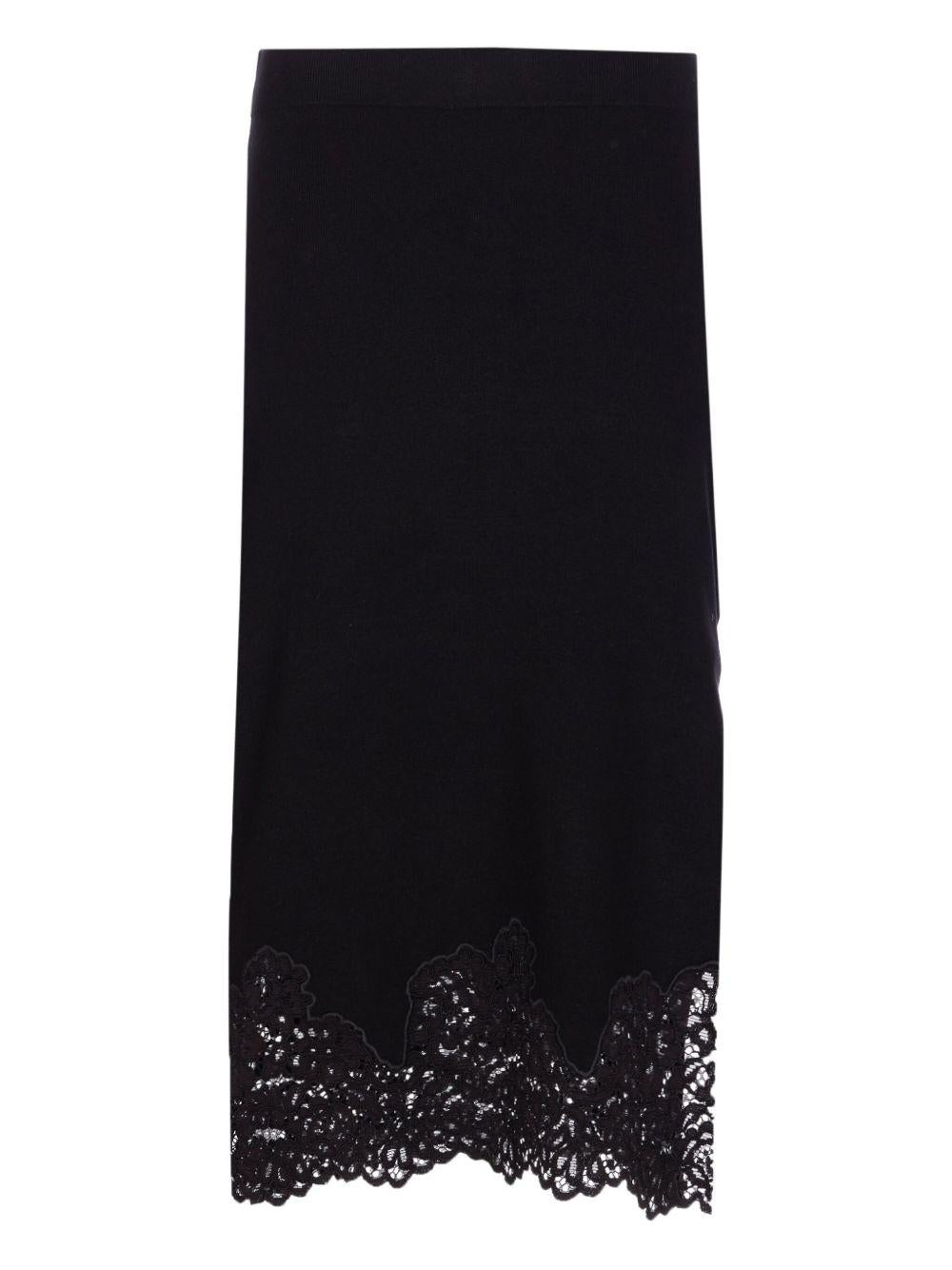 Gonna Midi Nera Con Bordo in Pizzo 252TP3390 00006 TWINSET 