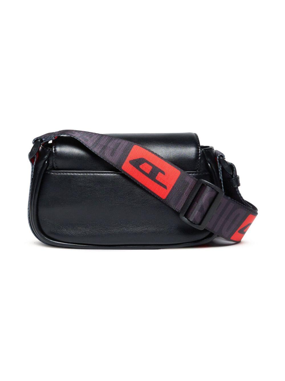 Borsa in pelle nera tracolla logata