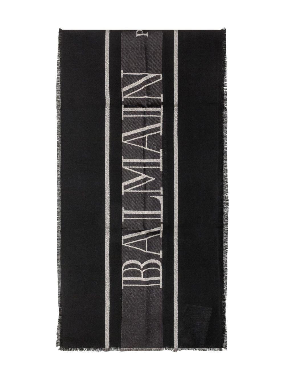 Foulard Nero con Logo e Bordi Siliacciati BX0B23Z3392 930AV BALMAIN KIDS 