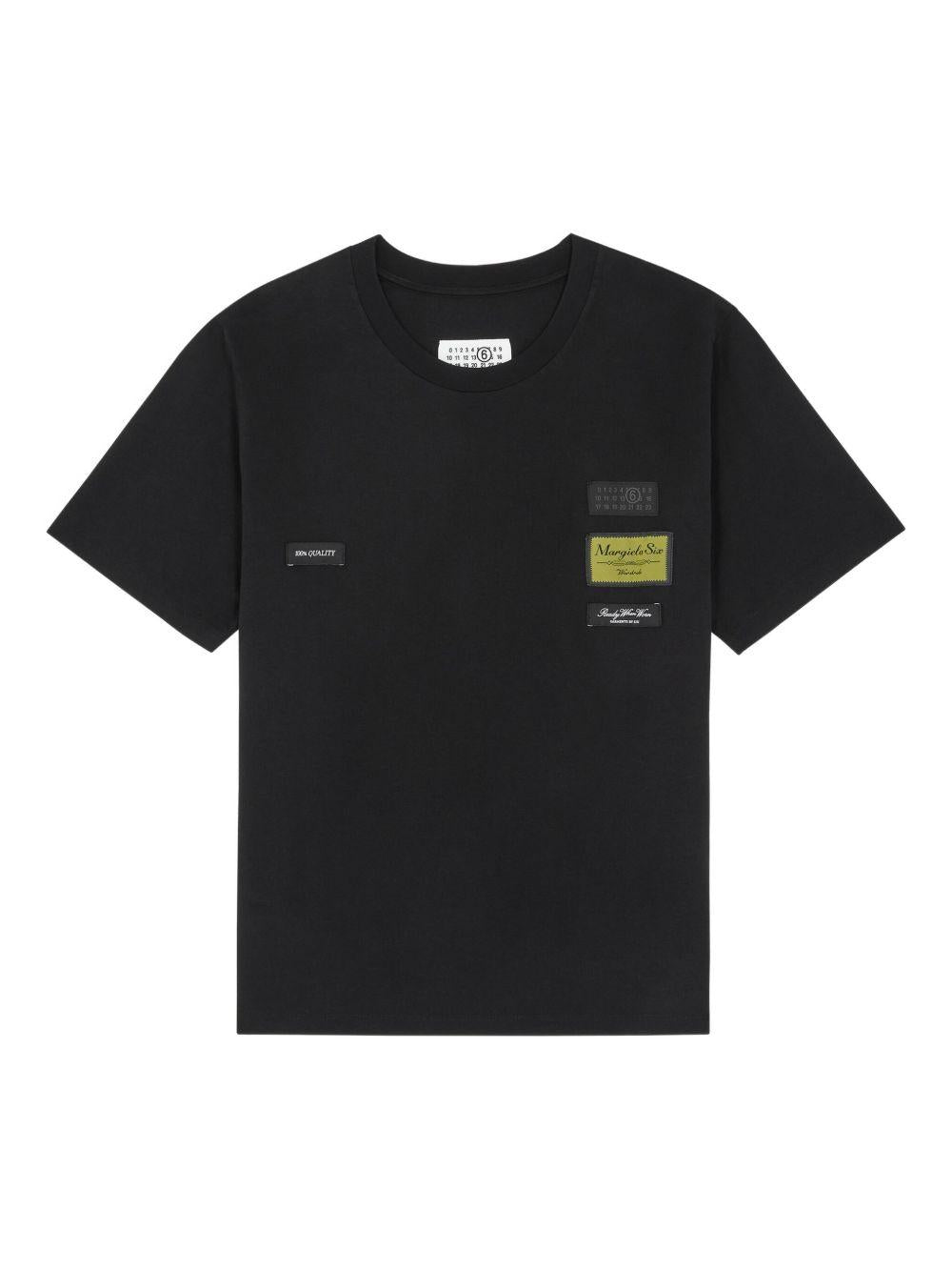 T-shirt in cotone con patch applicate SH0GC0069S24311 900 MM6 MAISON MARGIELA 