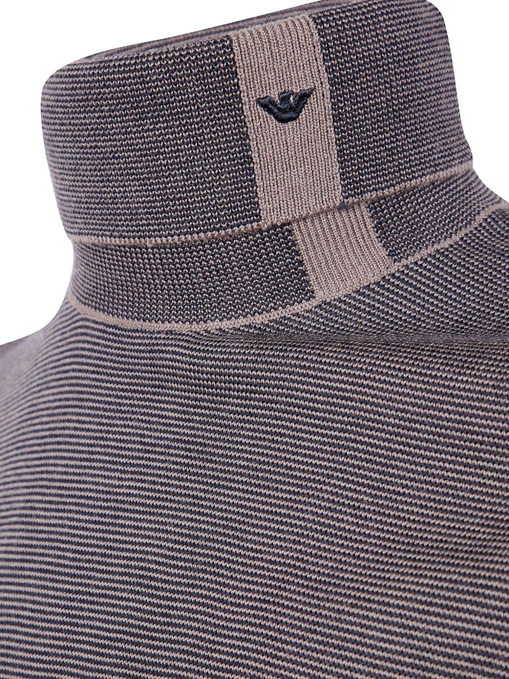 Maglione marrone a dolcevita con strisce orizzontali EM002025AF14195 F6124 EMPORIO ARMANI 