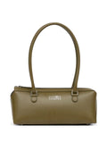 Borsa a spalla in pelle arancione con chiusura zip