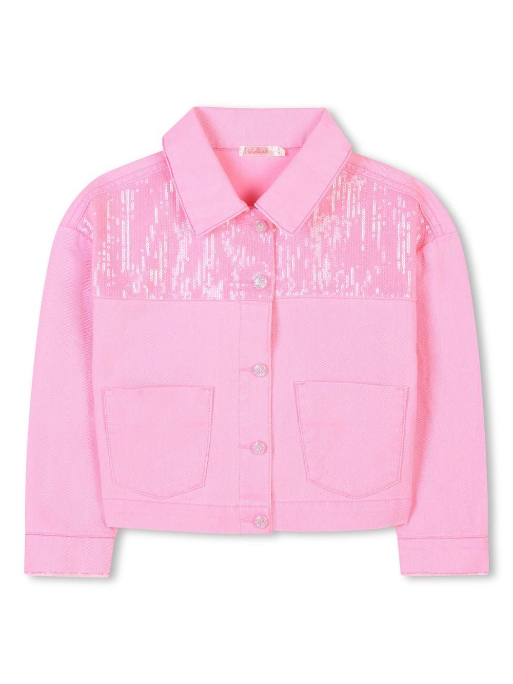 Giubbino rosa denim con paillettes