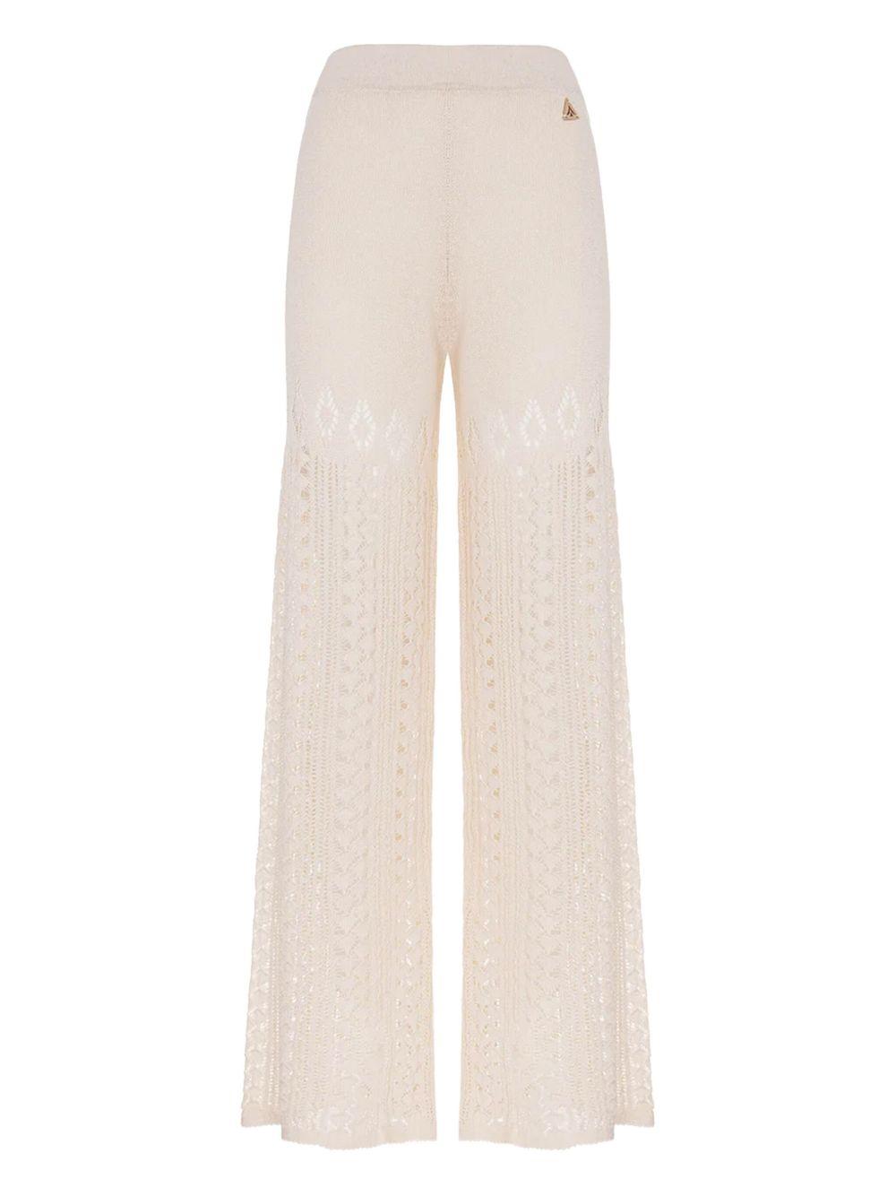 Pantalone panna traforato misto lino PTKD05074 PANNA AKEP 