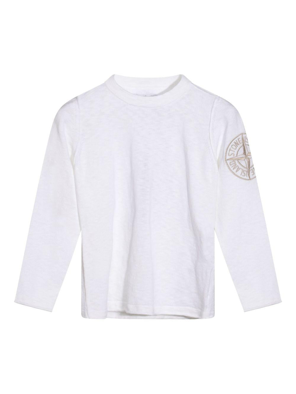 Maglia bianca logo compass su braccio 5100012S00B0 V001 STONE ISLAND KIDS 