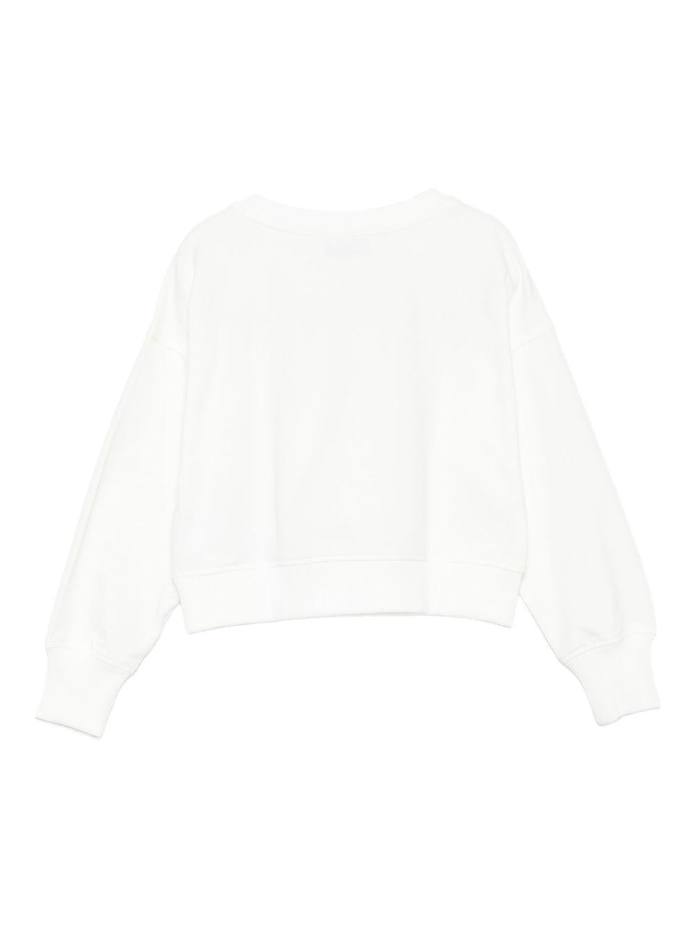 Felpa Bianca Girocollo con Stampa Orsetto HDF06GLDA16 10063 MOSCHINO KIDS 