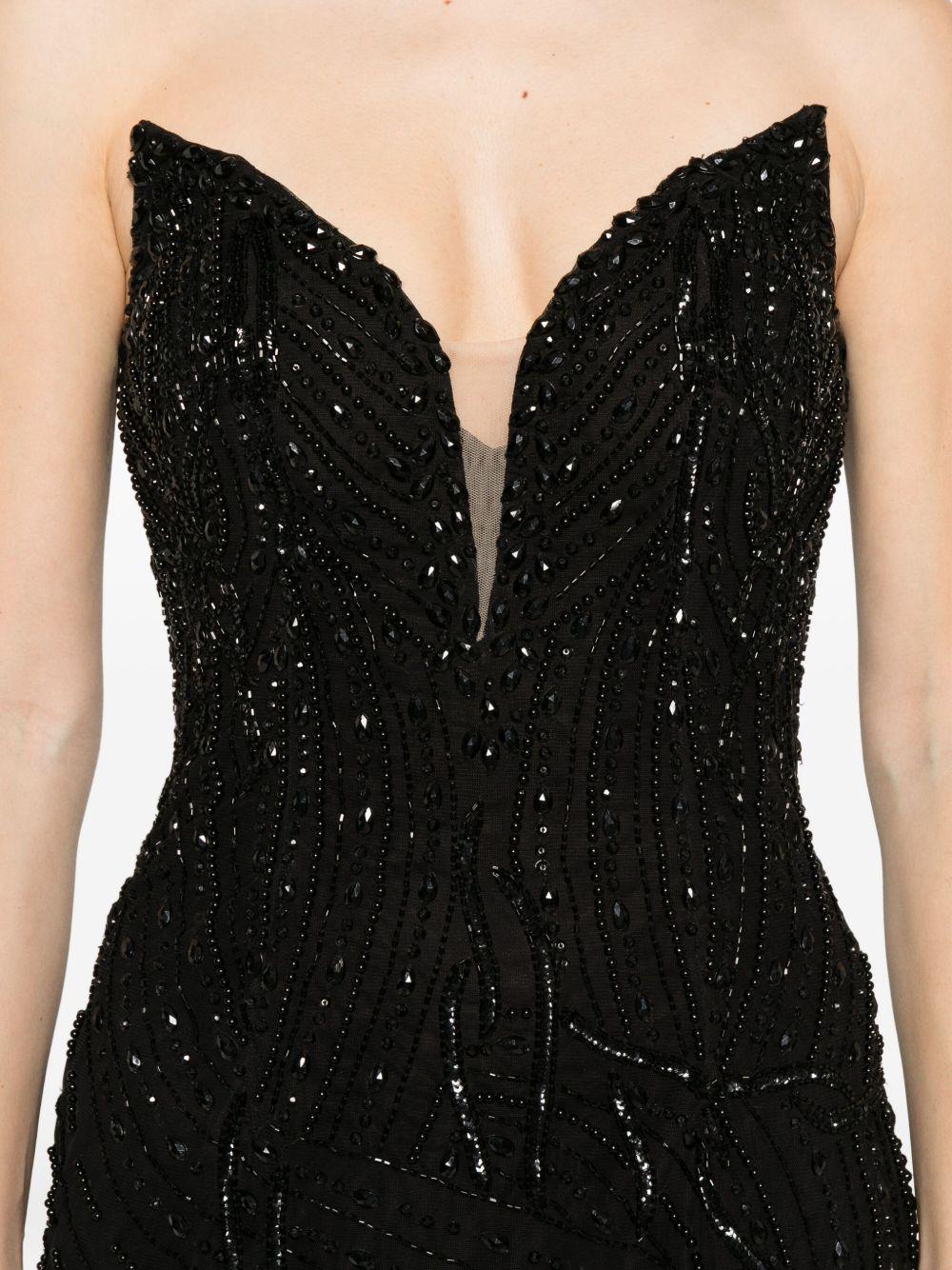 Abito Lungo Nero con Scollo a Cuore e Decorazione con Perline AR330378 SAS HOLLAND & HOLLAND 