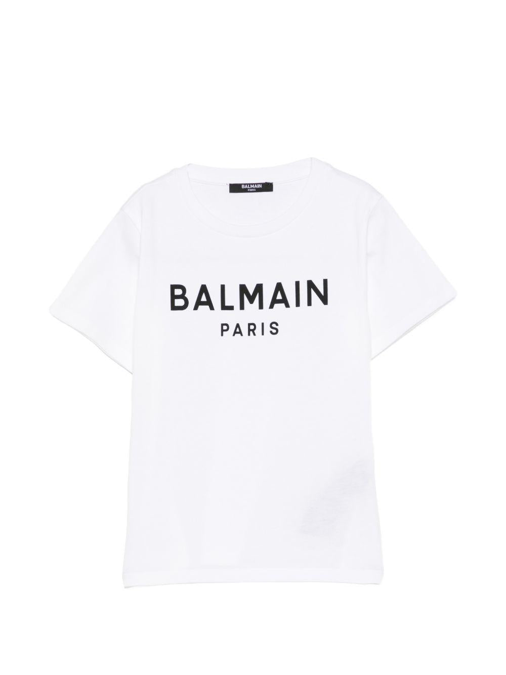 T-shirt in cotone con logo BY8R11Z3672 100NE BALMAIN KIDS 
