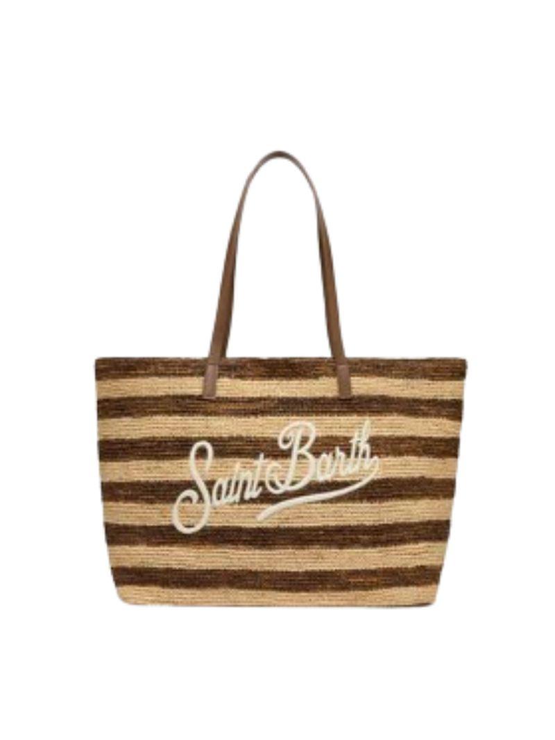 Borsa Rafia City con Stampa a Righe Marroni RAFC001 01322H MC2 SAINT BARTH 