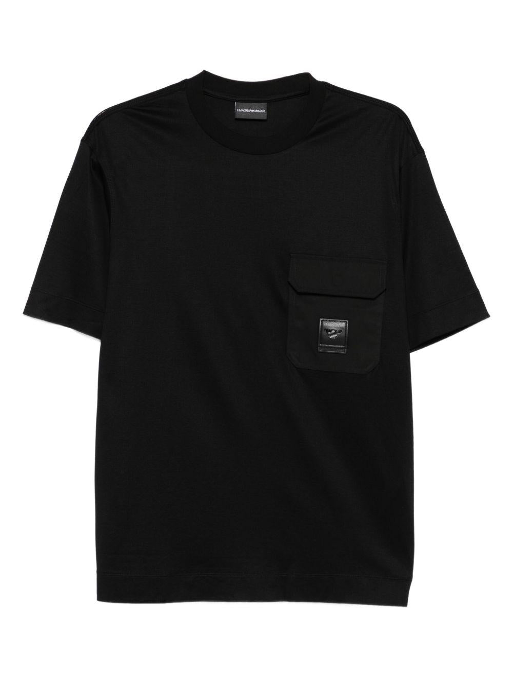 T-shirt nera con taschino e logo ricamato EM002978AF10761 UC001 EMPORIO ARMANI 