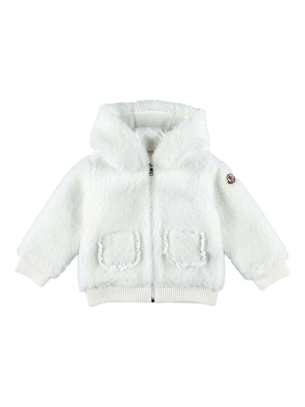 Felpa con Cappuccio Zip e Ruches K29518G0000389A3X 032 MONCLER KIDS 