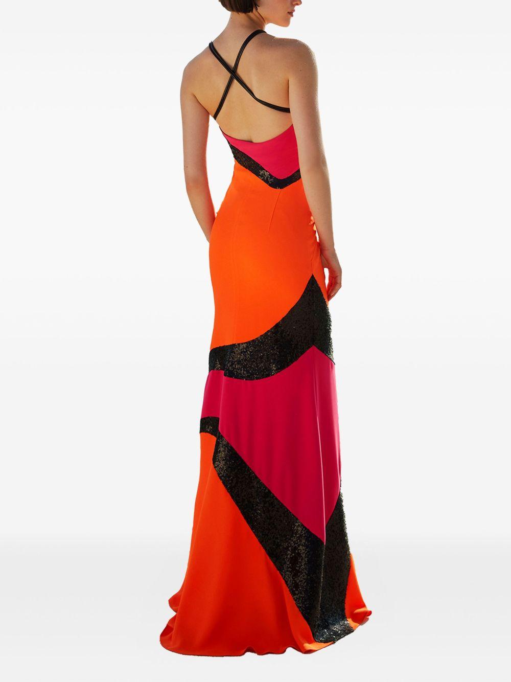 Abito lungo arancione/ fucsia <BR/> 5000 MULTICOLOR MAESTRI 