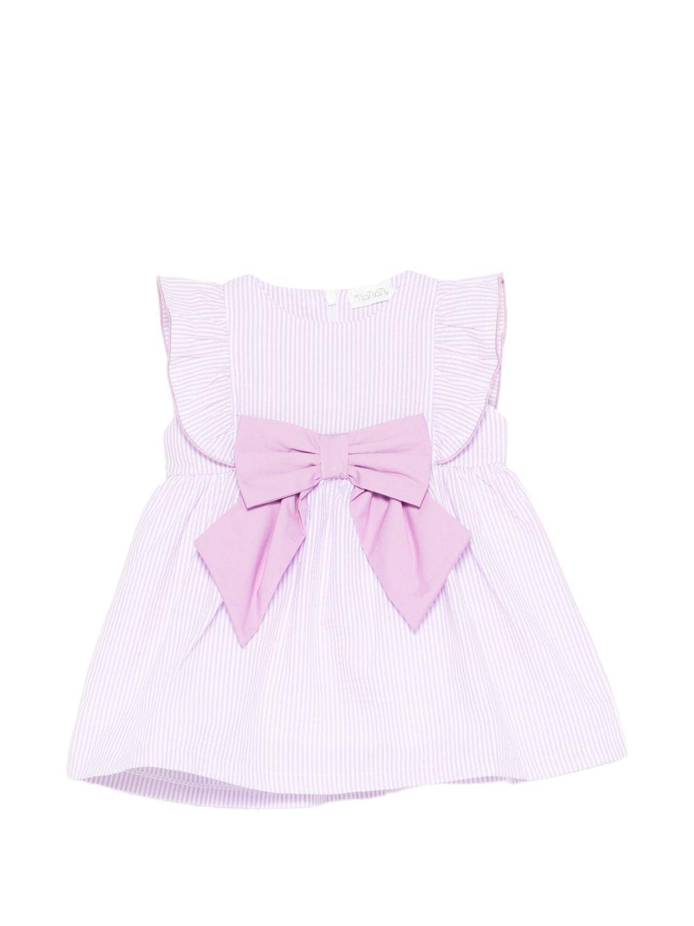 Abito in cotone a righe con fiocco E26485 LILLA NANAN KIDS 