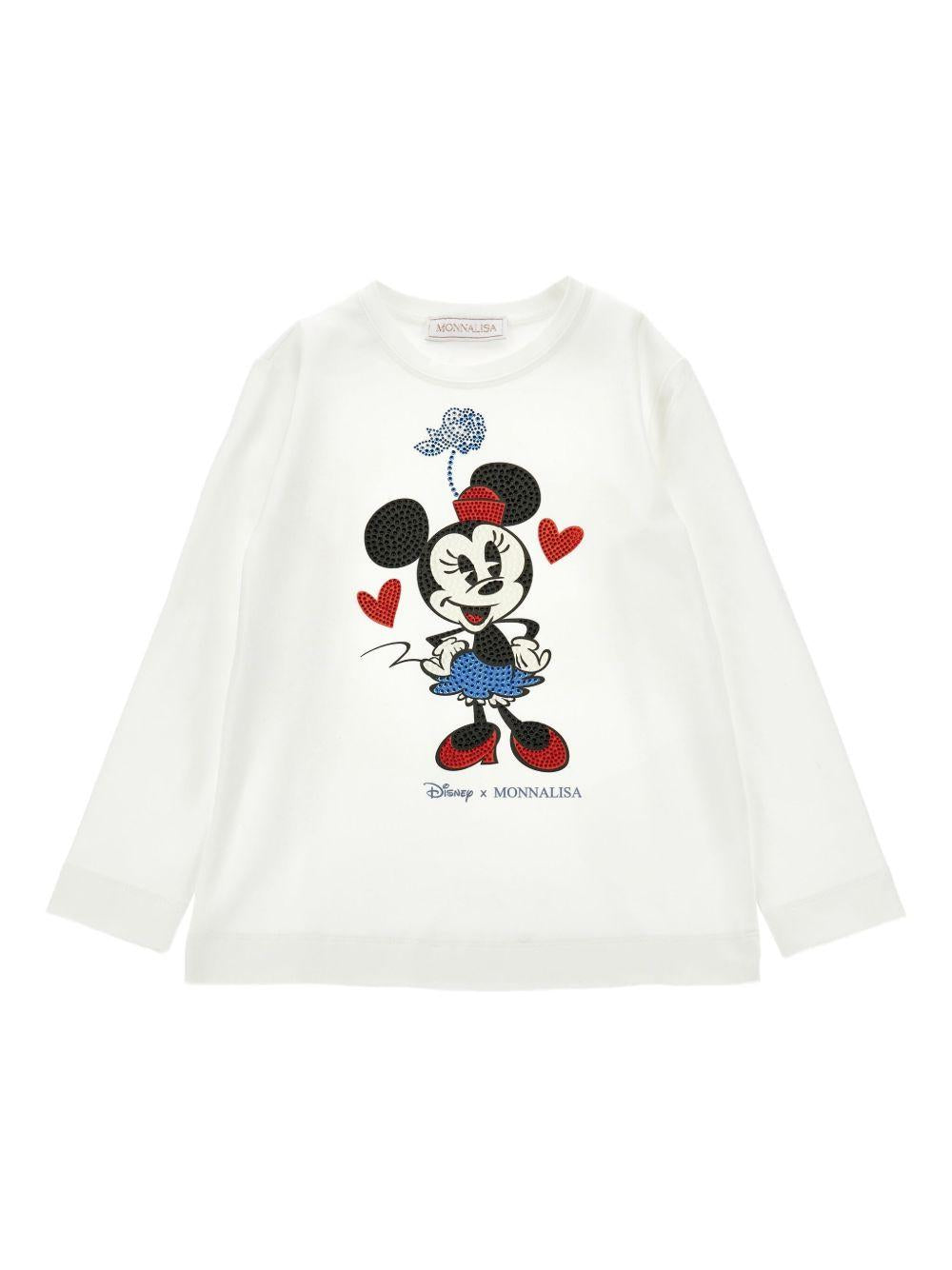 Top Bianco con Grafica Minnie e Motivo a Cuore 19F6086003 0001 MONNALISA KIDS 