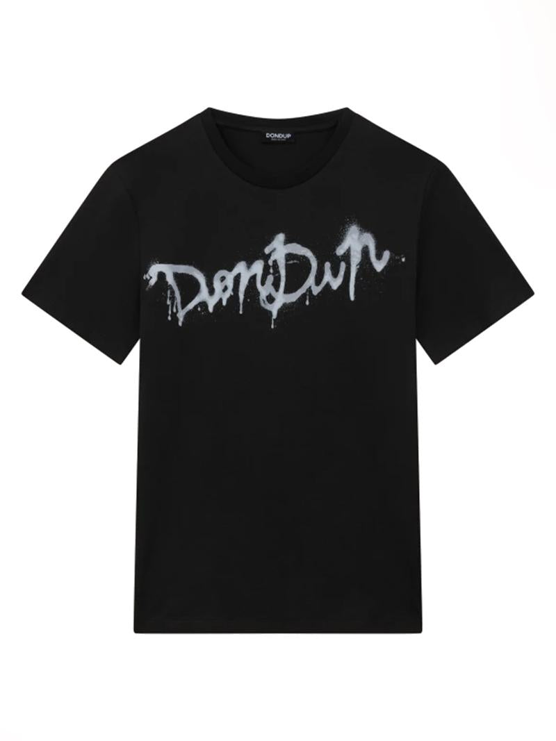 T-shirt nera logo pittura US198JF0309UHN6DU 999 DONDUP 