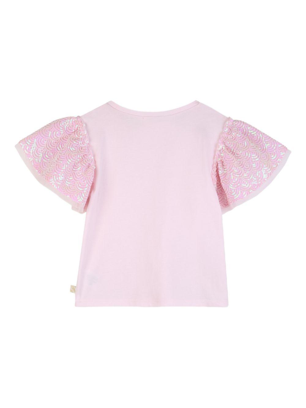 T-shirt con maniche ricamate U21938 44L BILLIE BLUSH KIDS 